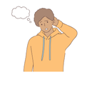 image of young person rubbing head in thought