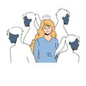 Image of young person by others