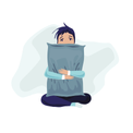 image of your person gripping pillow, hugging tight