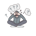 image of young person sat cross legged on ground in confusion